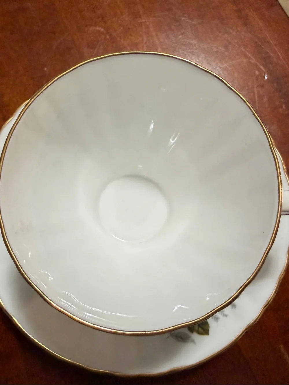 Blue Floral Bone China Teacup & Saucer with Gold Trim